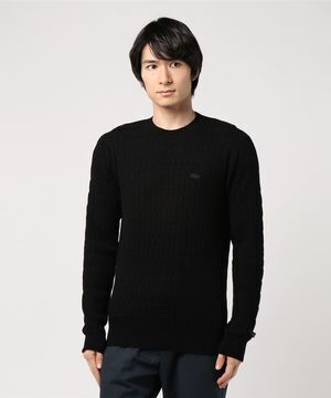 LACOSTE ケーブルクルーネックニット