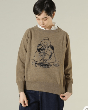 ADIEU TRISTESSE LOISIR イラストジャカードセーター