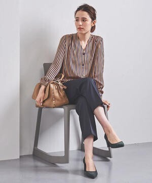 UNITED ARROWS UBCB ロンドンストライプ Vネックブラウス