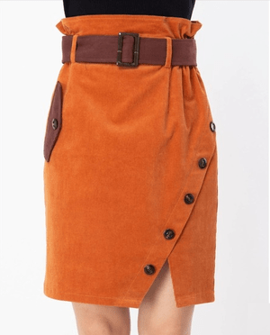 CECIL McBEE 配色コーデュロイペンシルスカート