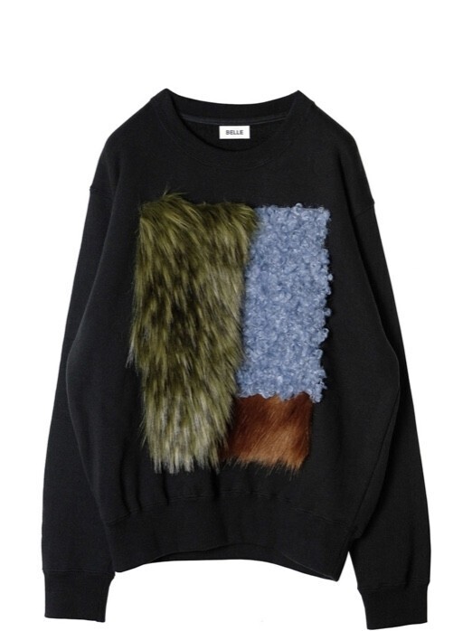 BELLE FUR PATCHWORK SWEAT TOP