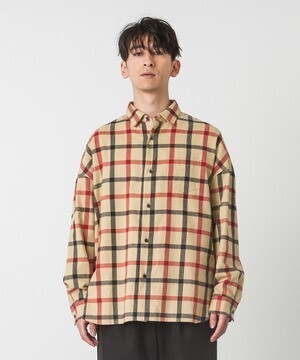SLICK シャギーチェックドロップショルダーシャツ
