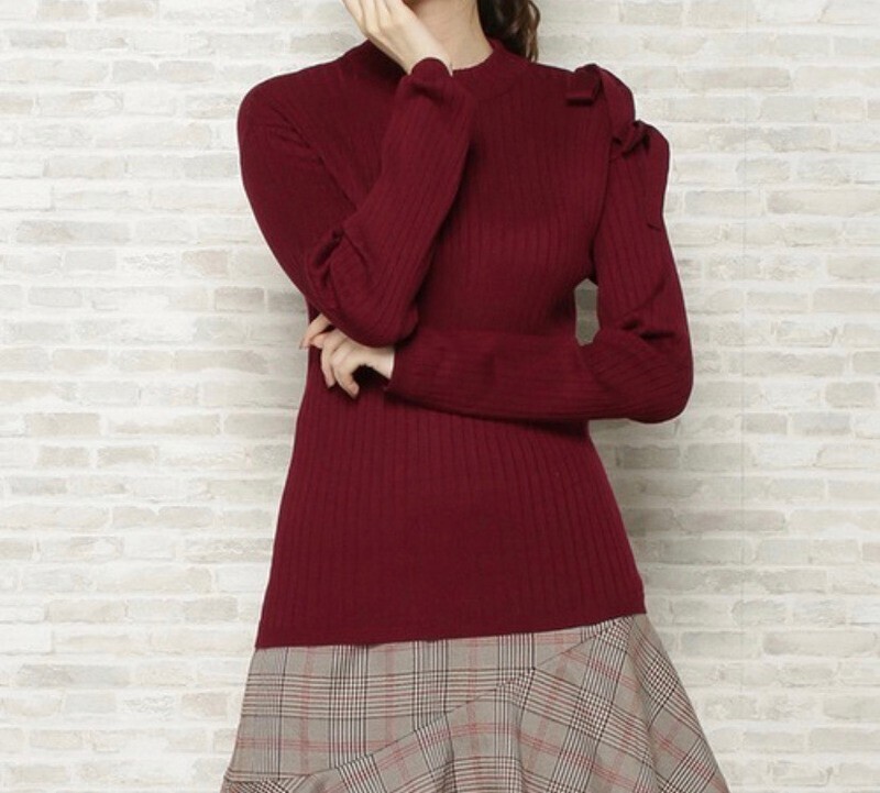 WILLSELECTION スリットリボンワイドリブニット