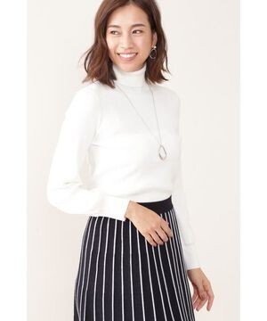 NATURAL BEAUTY [ウォッシャブル]リブタートルネックニット
