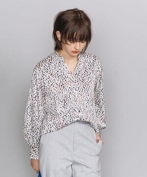 BEAUTY&YOUTH UNITED ARROWS BY アニマルプリントスキッパーネックバンドカラーシャツ