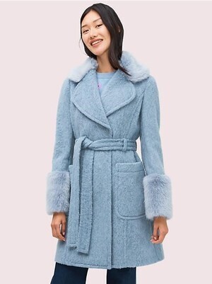 kate spade new york フラッフィー ウール タイ ウエスト コート
