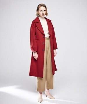 LADYMADE サイドベルトデザインスリーブウールコート