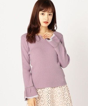 MISCH MASCH バー付き袖フリルリブニット