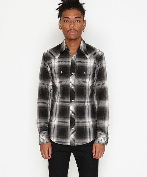 NUMBER (N)INE OMBRE CHECK WESTERN SHIRT