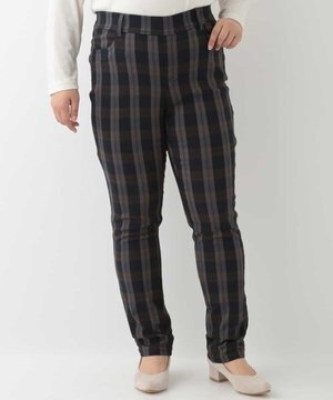 eur3 チェック総柄裏起毛ストレッチパンツ