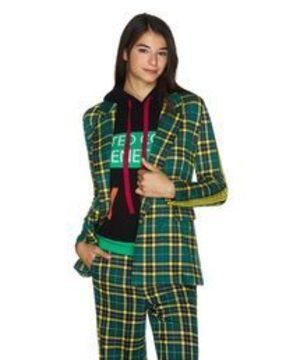BENETTON 袖配色ダブルチェックジャケット