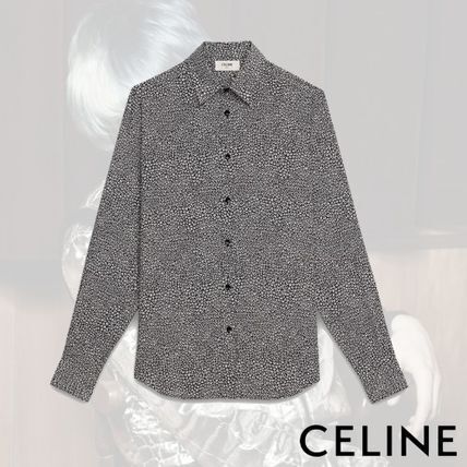 CELINE レオパードプリントビスコース・クラシックシャツ
