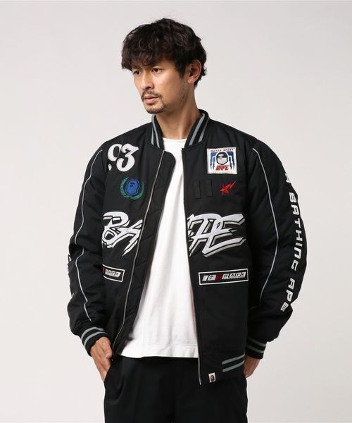 A BATHING APE MOTOR SPORT BOMBER DOWN JACKET M