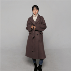 MERONGSHOP ダブルスリットボタンリボンコート[MADE.M]