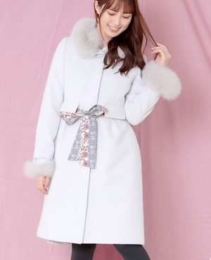 MISCH MASCH スカーフ付きファー使いタックコート