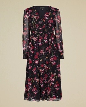 Ted Baker London Fern Forest deep V midi dress -