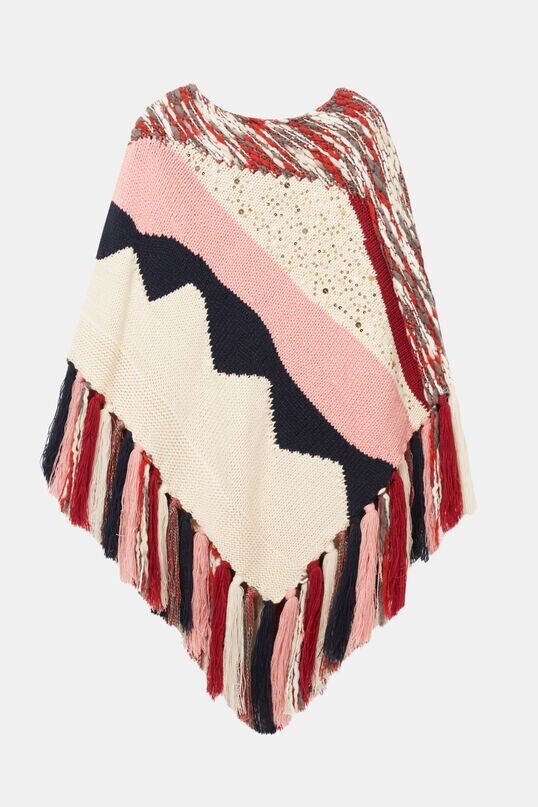 Desigual パッチワーク三角ポンチョ
