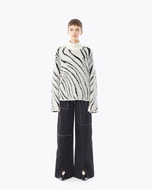 3.1phillip lim Zebra Fringe Turtleneck Sweater