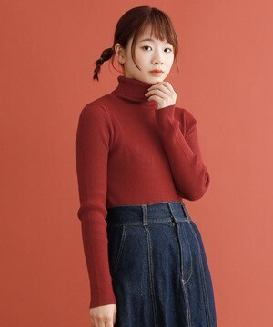 merlot リブタートルネックプルオーバー