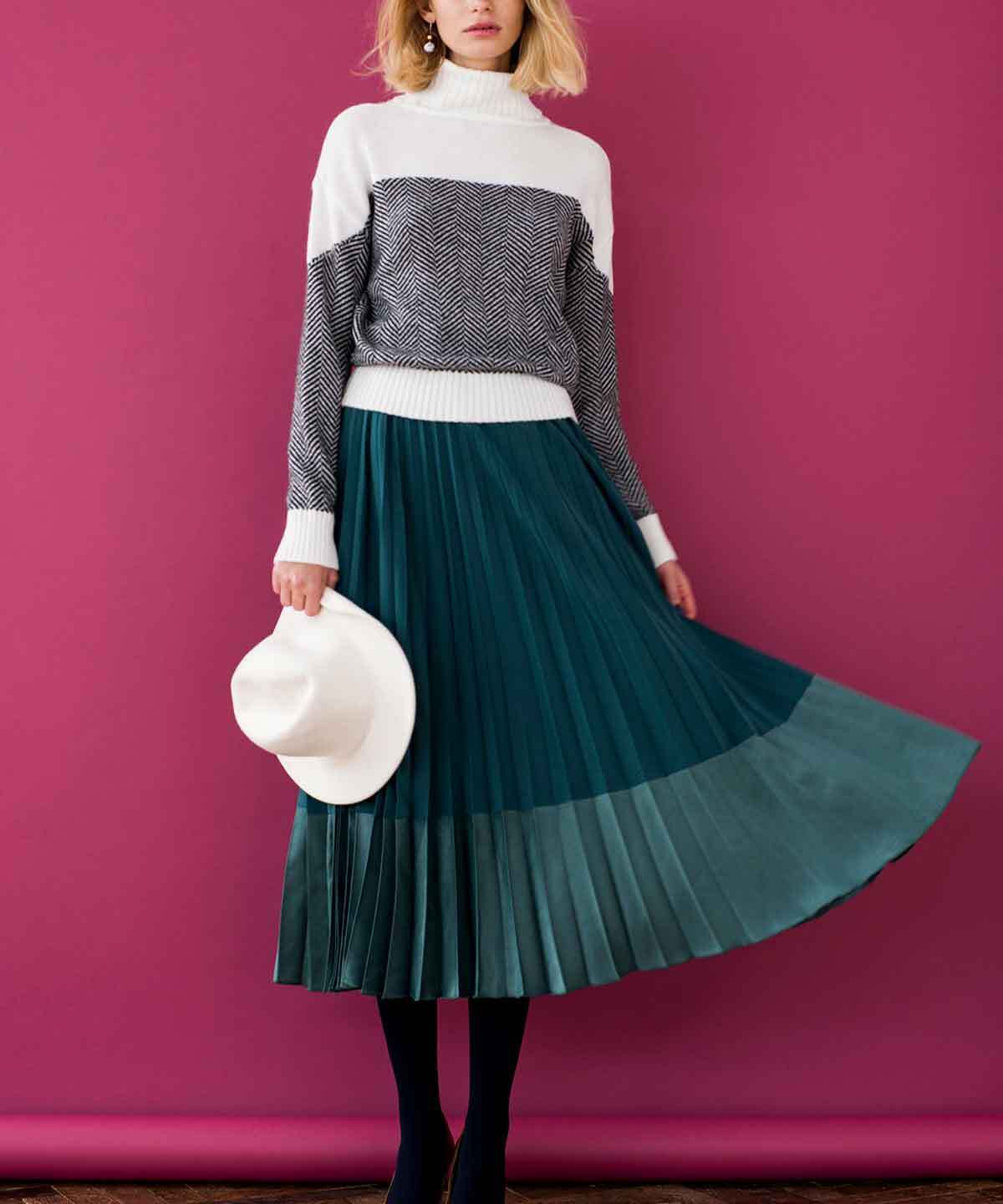 And Couture 裾切替プリーツスカート