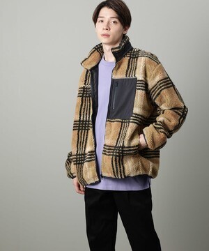 JUNRed チェックボアフリースＺＩＰブルゾン