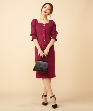 ROYAL PARTY ジュエルカラー7分袖ワンピース