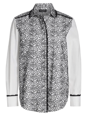 PIAZZA SEMPIONE Scalloped Trim Embroidered Blouse