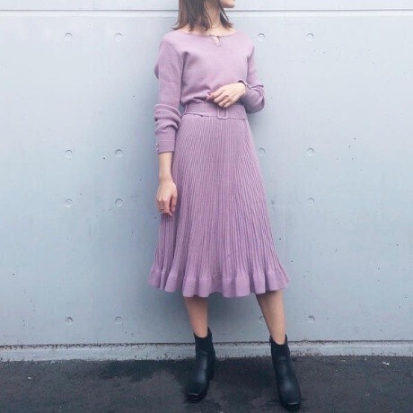 MISCH MASCH 前後２ＷＡＹパールバー付きニットワンピース
