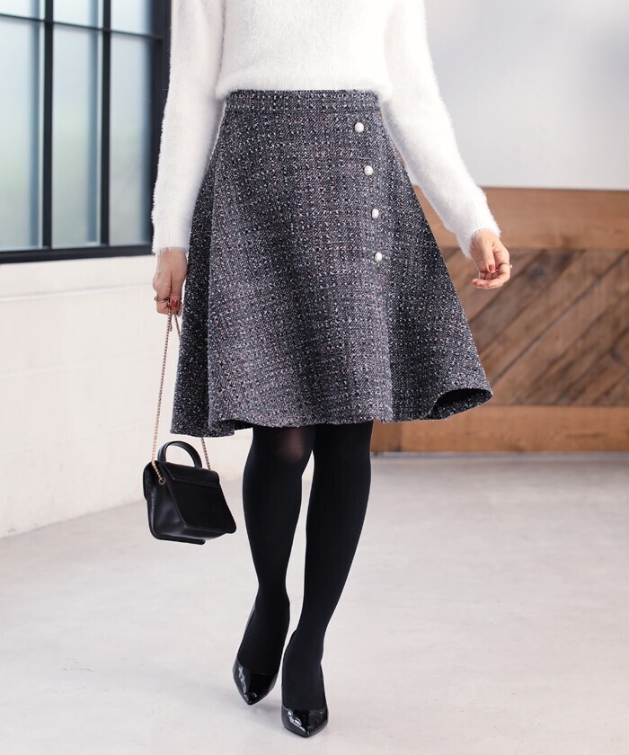 LAISSE PASSE ミックスツィードフレアースカート