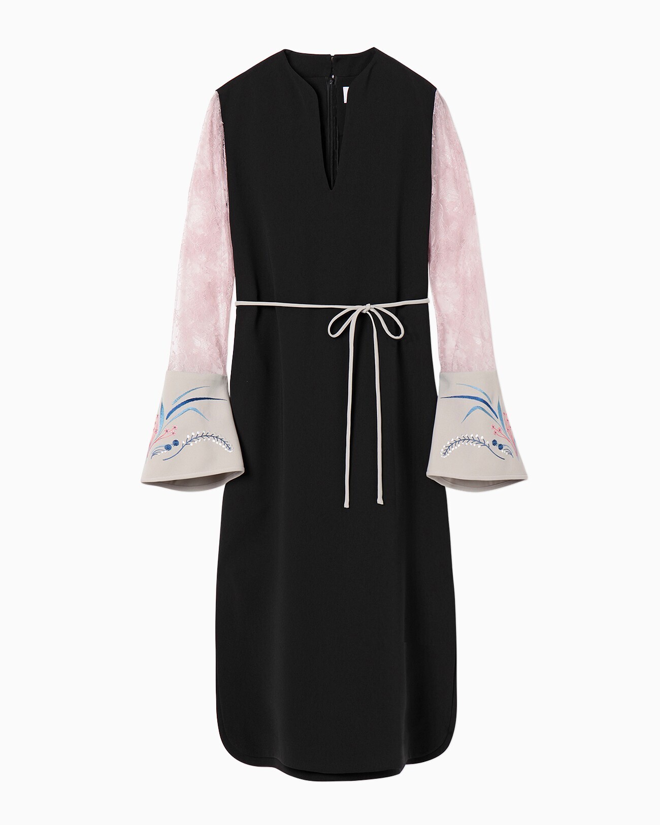 Mame Kurogouchi Embroidery Cuffs Lace Sleeves Dress