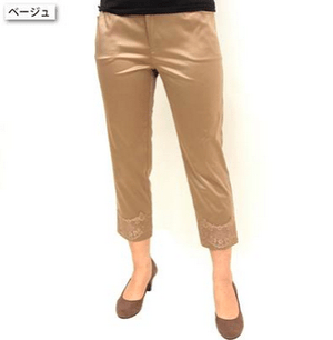 Arte Soie Lux 裾レース付きストレッチパンツ