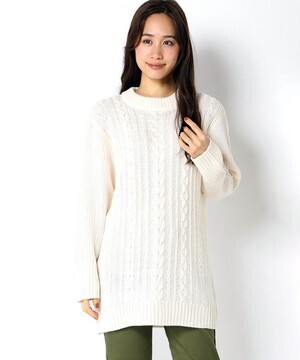 ikka 5Gケーブルニットチュニック