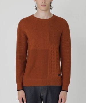 BLACK LABEL CRESTBRIDGE シャドーチェックパッチワークニット