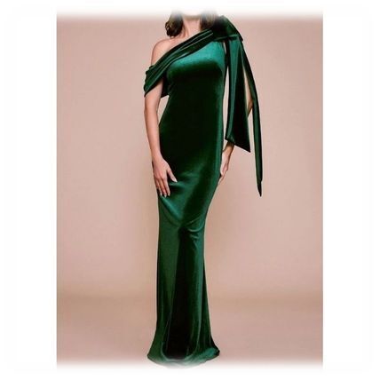 TADASHI SHOJI ベルベットリボンロングドレス