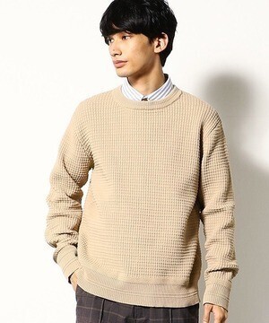 COMME CA ISM ワッフル　クルーネック　ニット