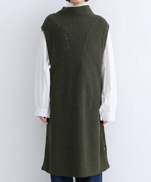 ｍerlot サイドボタンロングニットベスト