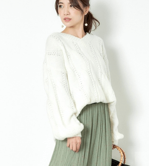 MEW’S REFINED CLOTHES ｹｰﾌﾞﾙ編みﾙｰｽﾞﾆｯﾄ