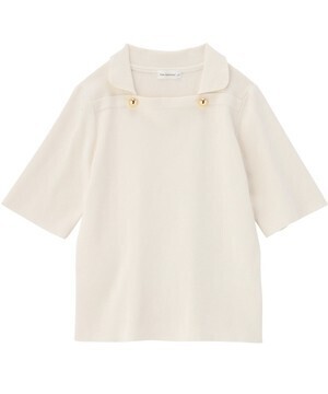 Bon mercerie 襟つきスクエアネックニットプルオーバー