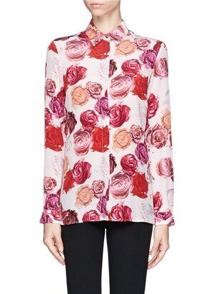 MSGM Makeup rose print silk shirt