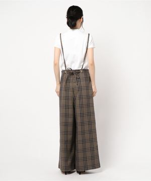 TIENS ecoute チェックサス付ワイドサロペット