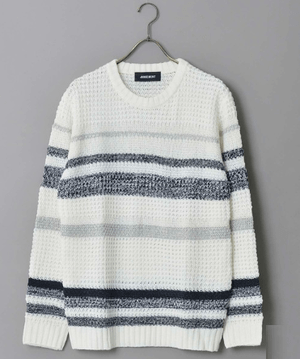 JACKROSE JUDGEMENTモールコンビ配色編替えボーダークルーネックニット