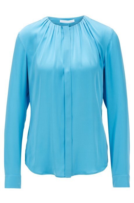 HUGO BOSS Silk-blend blouse with gathered neckline