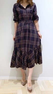 And Couture クラシックチェック切替シャツワンピース