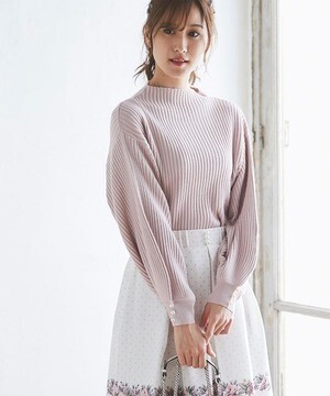 tocco 袖口パール付きプチハイネックリブニットプルオーバー