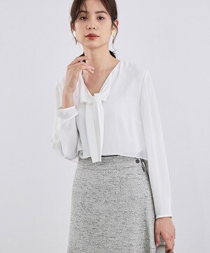 ROPE’ シフォン×デシンコンビネーションブラウス