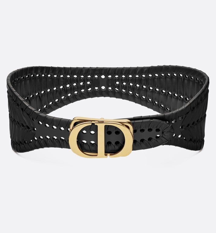 Christian Dior ブラック “30 MONTAIGNE” カーフスキン ベルト