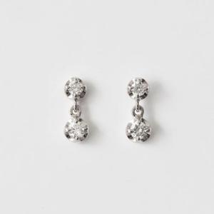 TAKE-UP K10ツインダイヤモンドピアス (WG)