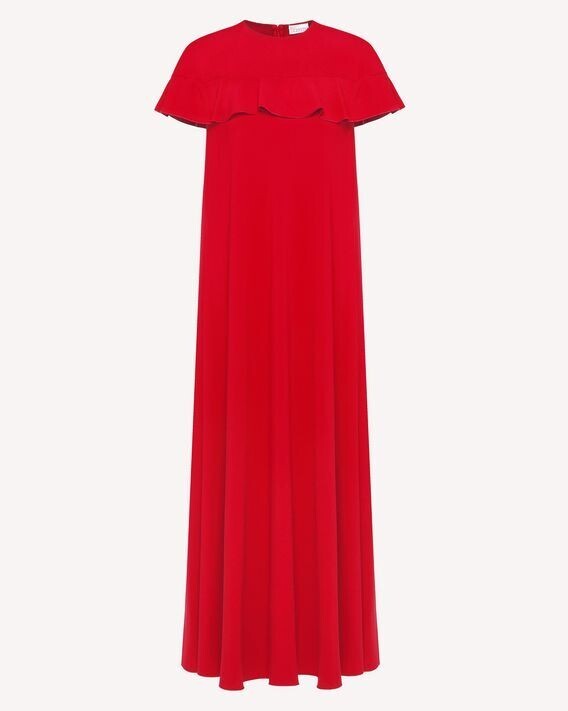 RED VALENTINO クレープアンバースサテン ドレス フリルディテール