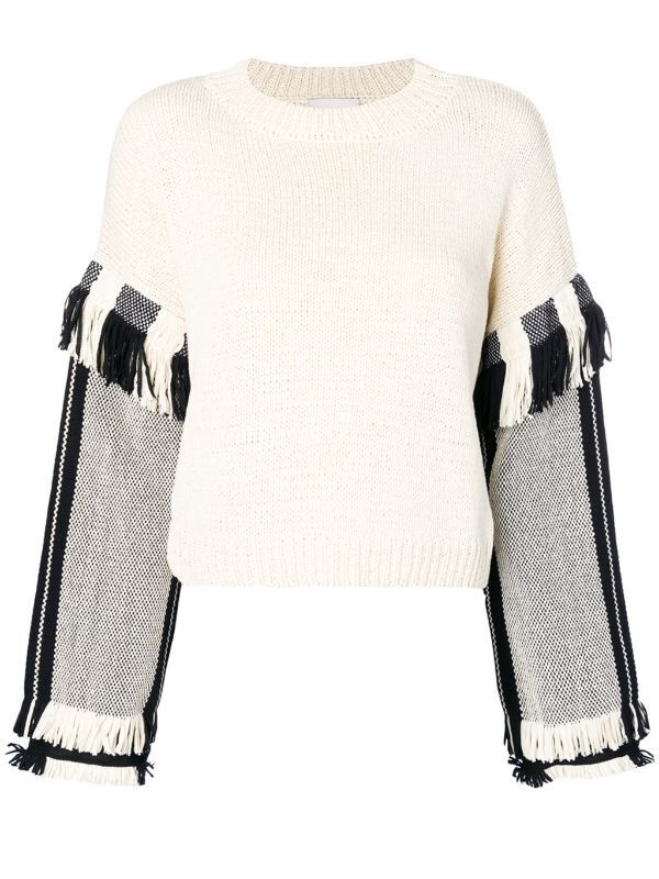 3.1 Phillip Lim Long Sleeve Fringed Sweater