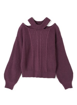 GRL カットデザインケーブル編みニットトップス